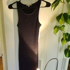Navy blue ribbed tube dress